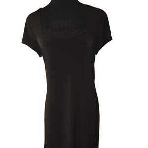 Liz Claiborne Little Black Dress Weave Pattern Neckline, Size L, Pre-Loved